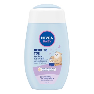 Ingrijire copii, nivea | Gel de dus head to toe bed time, cu almond oil, vitamina b5, c, e, nivea baby, 200 ml | 1001cosmetice.ro