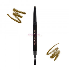 Makeup revolution london duo brow creion retractabil + perie pentru sprancene light brown thumb 1 - 1001cosmetice.ro