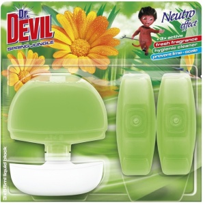 Baie, tomil | Odorizant lichid gel cu suport wc spring jungle dr devil, 3 x 55 ml | 1001cosmetice.ro