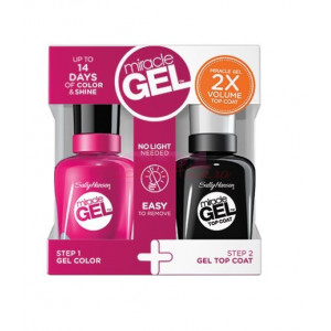 SALLY HANSEN MIRACLE GEL DUO PACK TOP COAT + LAC DE UNGHII FREESIA YOUR MIND 311
