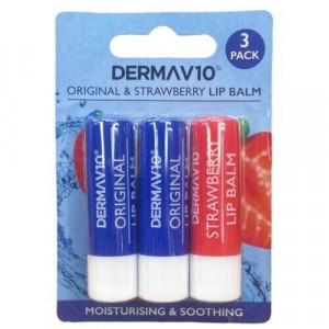 Set 3 balsam de buze 2X Original, 1x Strawberry Lip Balm Dermav10