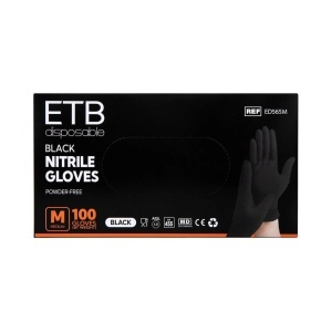 Auto, etb | Set mănuși negre din nitril, mărimea m, etb, 100 bucăți | 1001cosmetice.ro