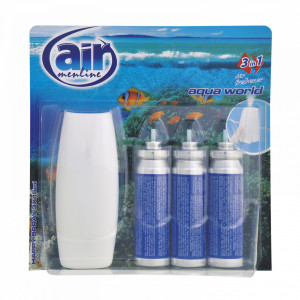 Aparat pulverizator 3in1 Air Menline + 3 bucati rezerve Aqua World, 3X15 ml, Set