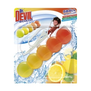 Pardoseli, tomil | Odorizant de wc bicolor lemon fresh dr devil, 1 buc | 1001cosmetice.ro