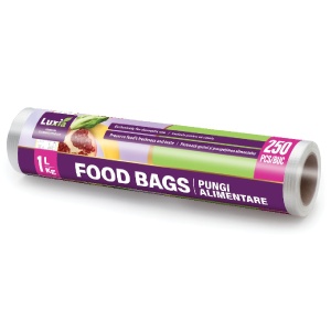 Pungi alimentare pe rola rezistente, 1kg/1l, 250 bucăți, Luxia 4086