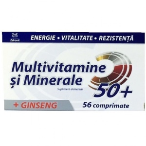 Supliment alimentar de multivitamine si minerale + Ginseng, 50+, cutie 56 tablete, Zdrovit