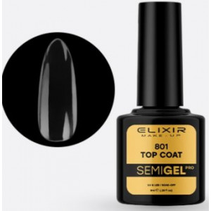 Top Coat No Wipe Semi Gel Elixir Makeup Professional 801, 8 ml