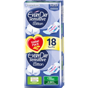 Absorbante Super ultra plus Sensitive cu bumbac, Every Day, 18 bucati