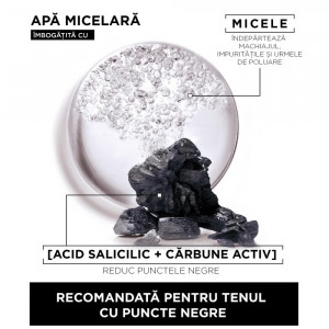 Apa micelara cu textura de gel imbogatita acid salicilic si carbune activ garnier pure active, 400 ml thumb 2 - 1001cosmetice.ro