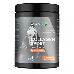 Collagen Sport, pulbere, cu aroma de piersica, Adams, 600 g