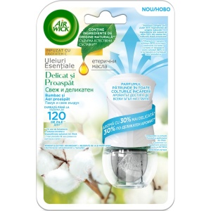 Odorizant Electric + Rezerva Light Fresh Cotton Crisp Air Wick, 19 ml