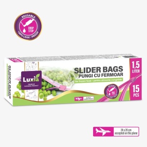 [Pungi alimentare cu fermoar 1,5 l, uz casnic, 15 bucăți, luxia 4057 - 1001cosmetice.ro] [3]