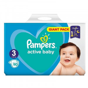 Scutece pentru copii, active babby nr.3, 6-10 kg., giant pack 90 bucati, pampers thumb 1 - 1001cosmetice.ro