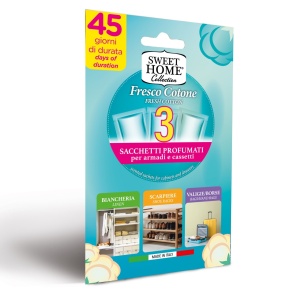 Odorizante camera, sweet home | Set 3 saculeti parfumati pentru sertare si dulapuri sweet home fresco cotone | 1001cosmetice.ro