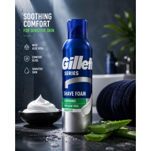 [Spuma de ras calmanta cu aloe vera, pentru ten sensibil, gillette series, 200 ml - 1001cosmetice.ro] [2]