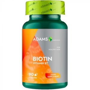 Suplimente &amp; produse bio | Suplimente biotin vitamina b7 adams, 90 capsule | 1001cosmetice.ro
