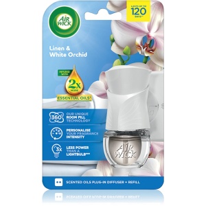 Odorizante camera | Aparat + rezerva odorizant automat de camera linen & white orchid, air wick, 19 ml | 1001cosmetice.ro