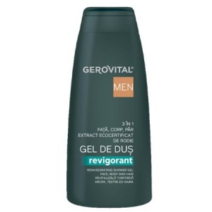 Gel de dus 3 in 1, fata, corp si par, Revigorant, Gerovital Men, 400 ml