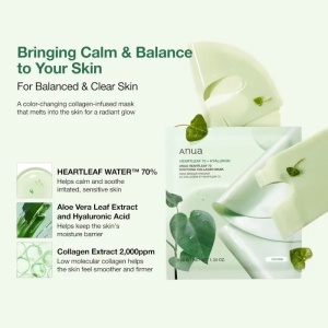[Masca hidrogel calmanta cu colagen, aloe vera și acid hialuronic heartleaf 70 hyaluron, anua, 1 buc 34g - 1001cosmetice.ro] [4]