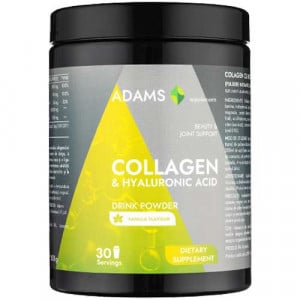 Pudra pulbere instant Collagen & Hyaluronic Acid, aroma de vanilie, Adams, 600 g