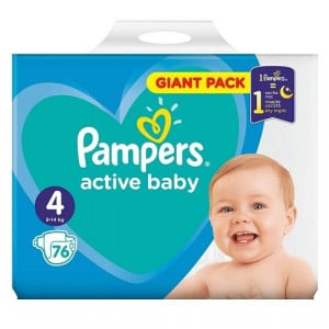 Scutece pentru copii active baby pampers nr. 4, giant pack 76 bucati thumb 1 - 1001cosmetice.ro