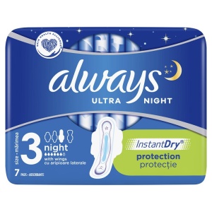 Always | Absorbante ultra night marimea 3, pachet 7 bucati, always  | 1001cosmetice.ro