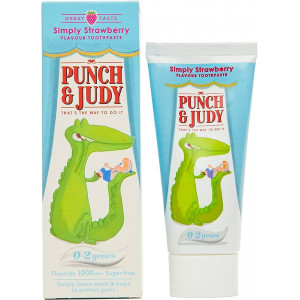 Pasta de dinti cu gust de capsuni pentru copii 0-2 ani, fara zahar, Punch & Judy, 50 ml