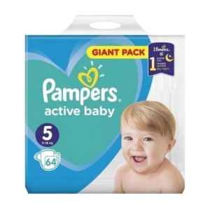 Promotii | Scutece pentru copii, active baby, giant pack nr. 5, 11- 16 kg, pampers, 64 bucati | 1001cosmetice.ro
