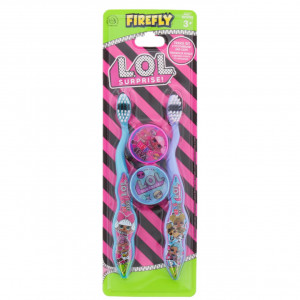 Set 2 periute de dinti cu capac pentru copii peste 3 ani LOL Surprise Firefly