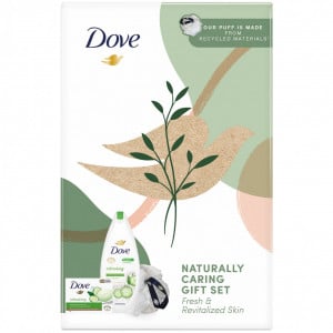 Set Dove Naturally Refreshing: Burete de baie + Sapun Crema Go Fresh Touch, 90 g + Gel de dus, 250 ml