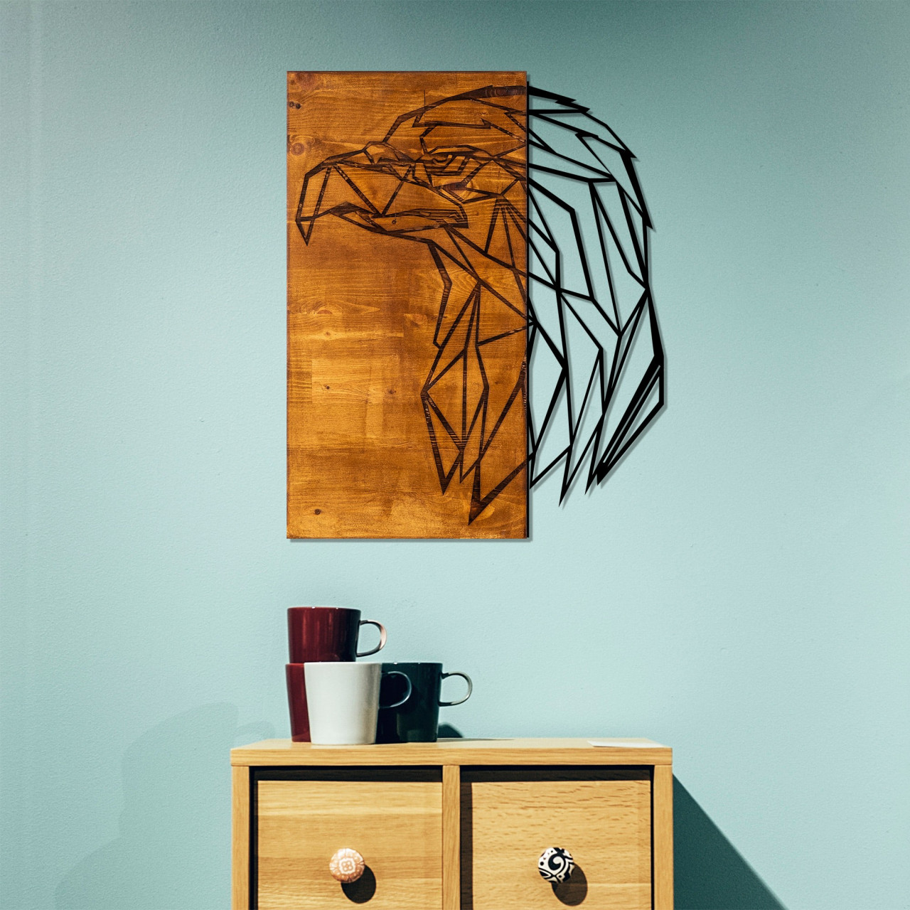Accesoriu decorativ de perete din lemn Kartal