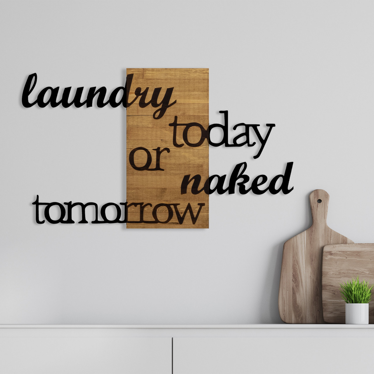 Accesoriu decorativ de perete din lemn Laundry