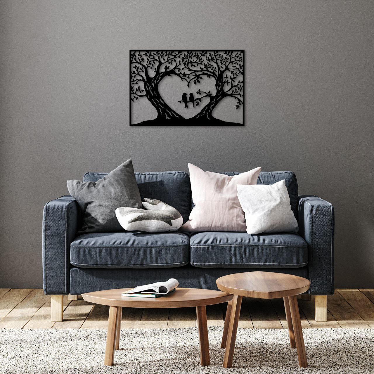 Accesoriu decorativ de perete metalic Birds love - 280 S
