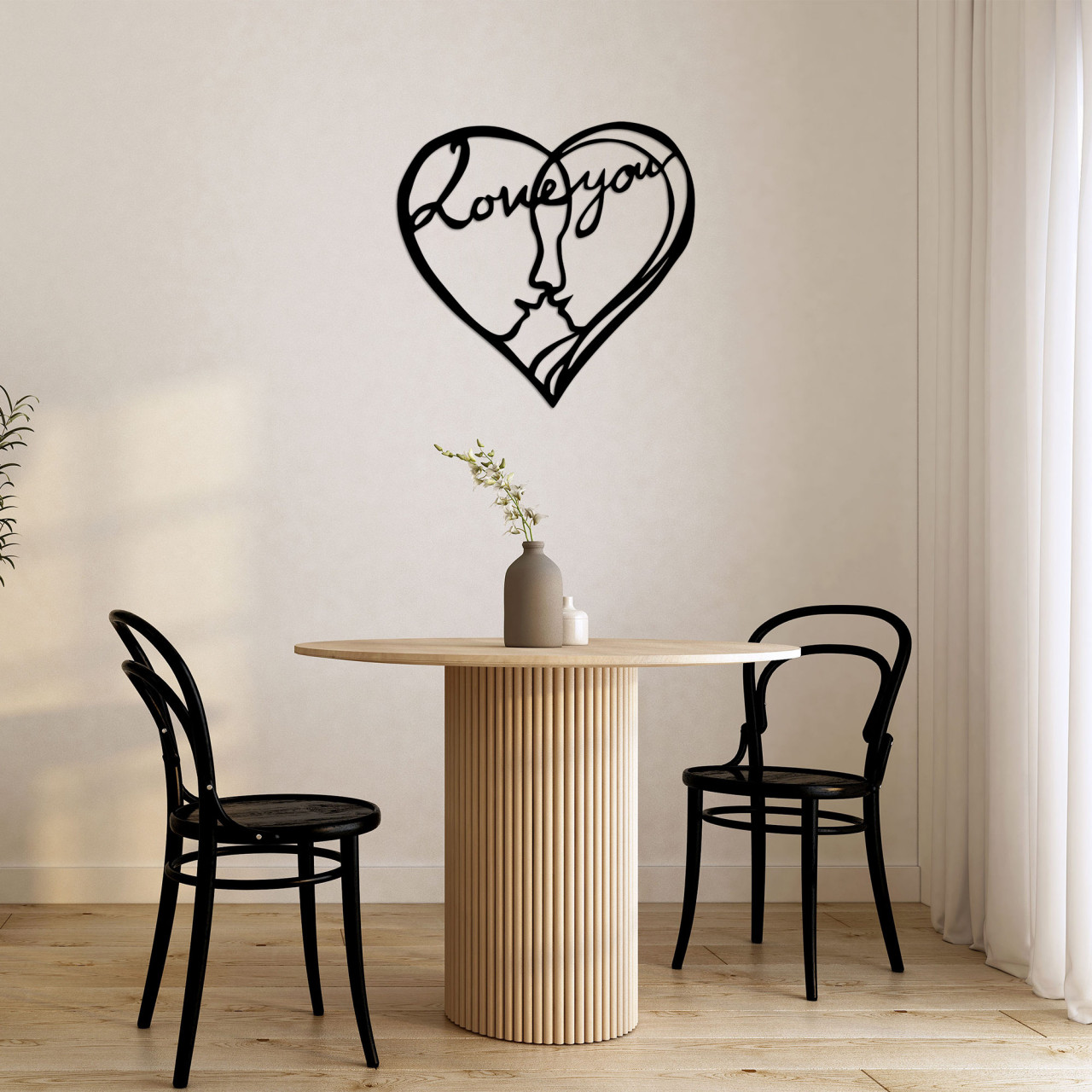 Accesoriu decorativ de perete metalic I Love You