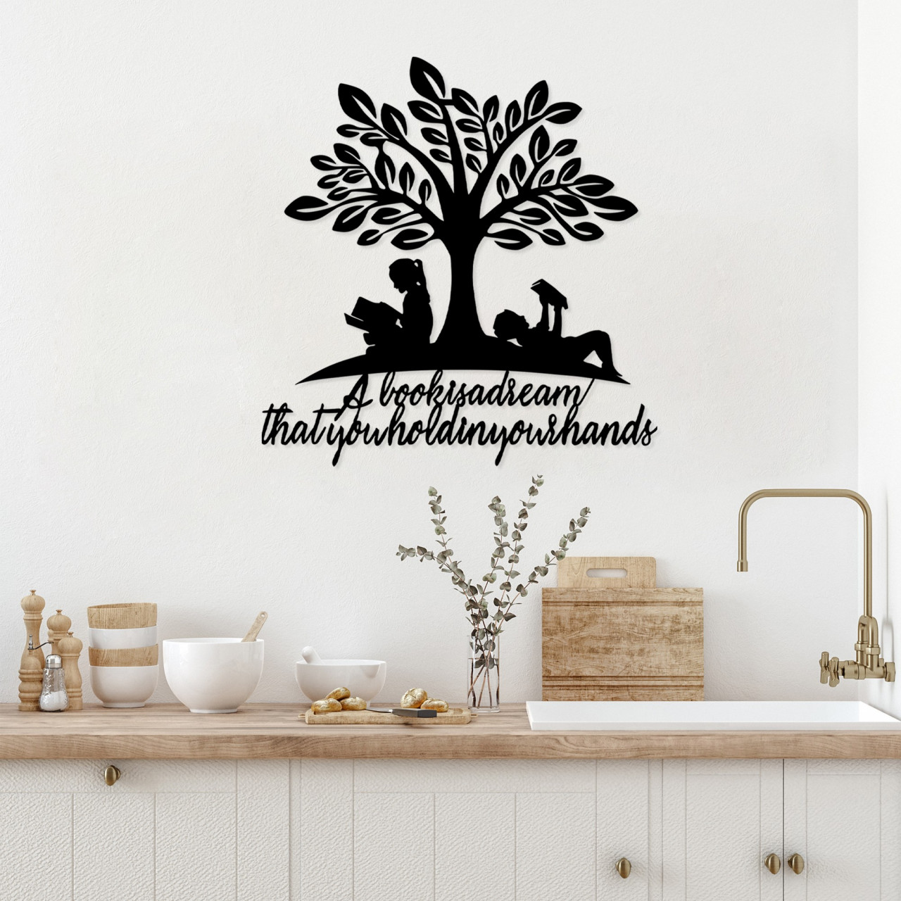Accesoriu decorativ de perete metalic Love of books