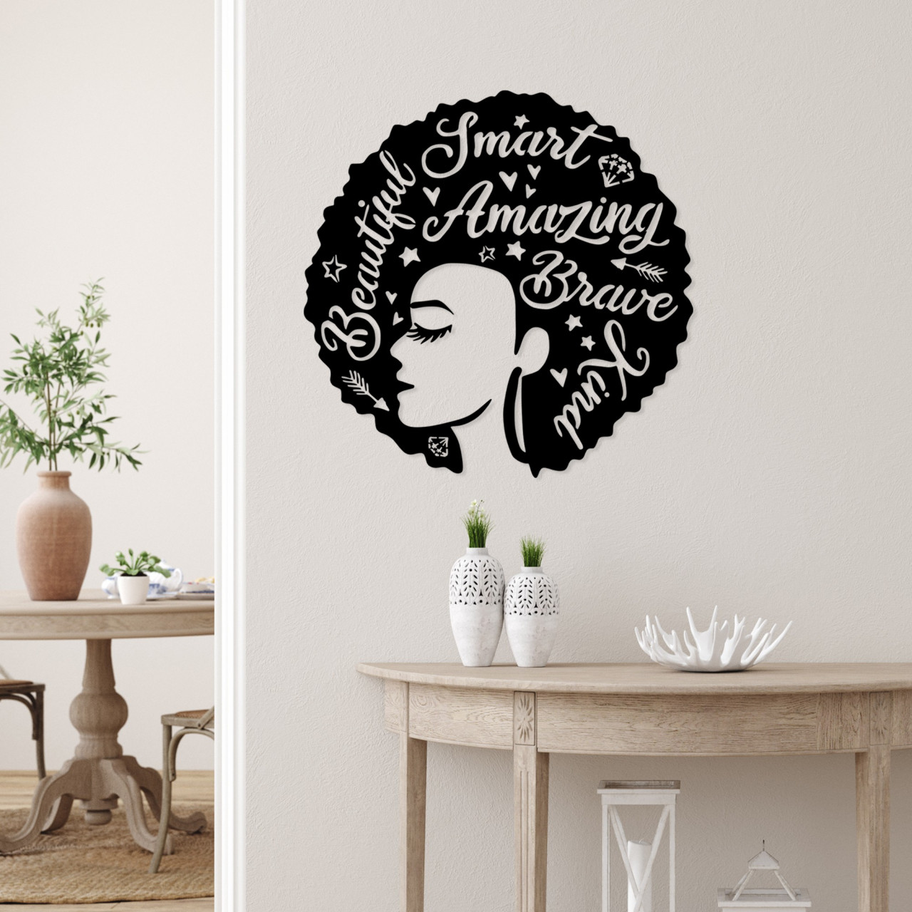 Accesoriu decorativ de perete metalic Woman 1