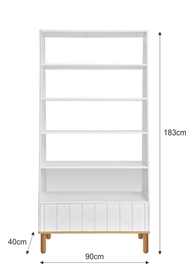 Biblioteca Toteme botanic alb/stejar H183 cm - 1 | YEO
