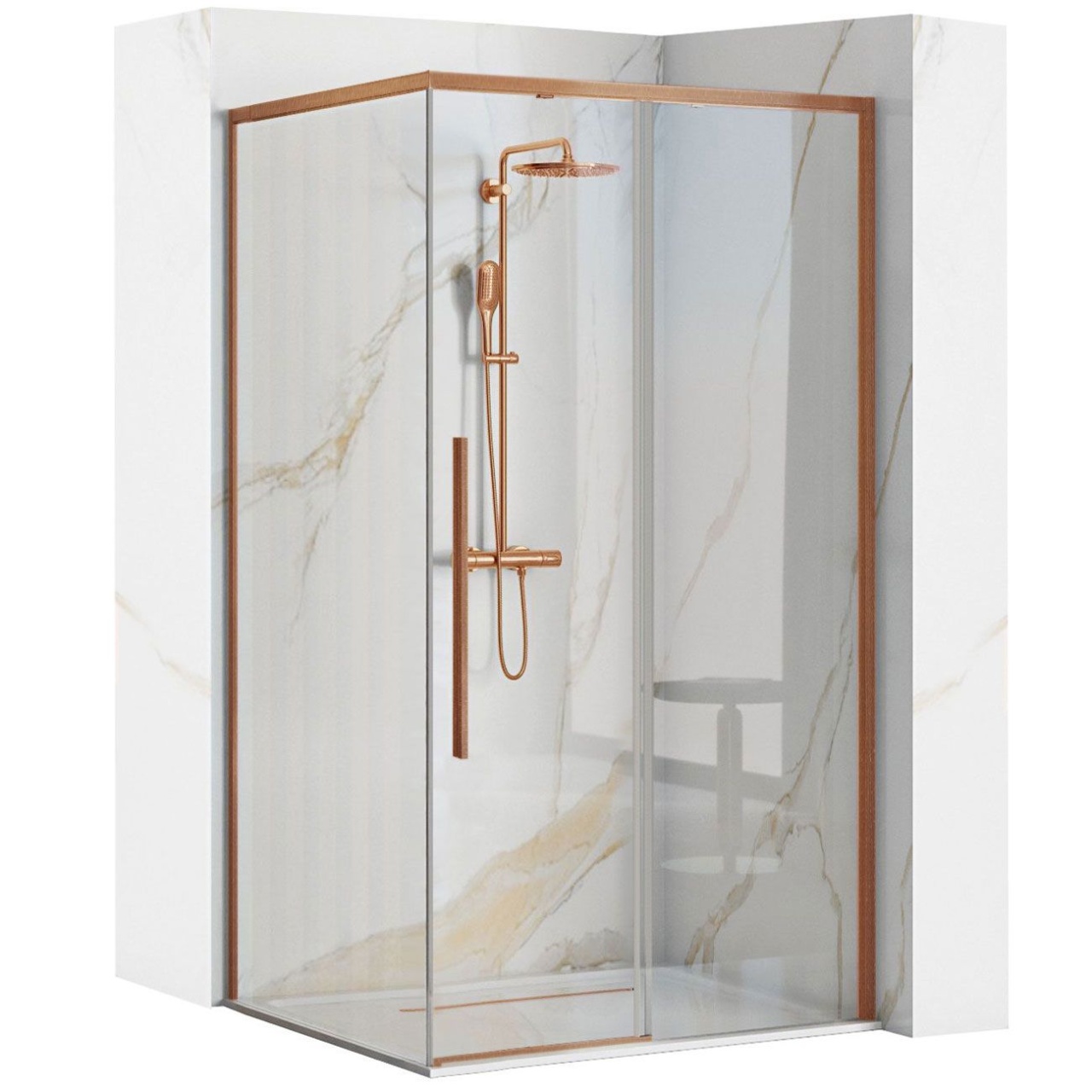 Cabina de dus SOLAR Copper Brush 90x90 cm