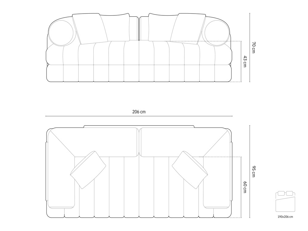 Canapea extensibila 3 locuri Kemi boucle L206 cm - 4 | YEO