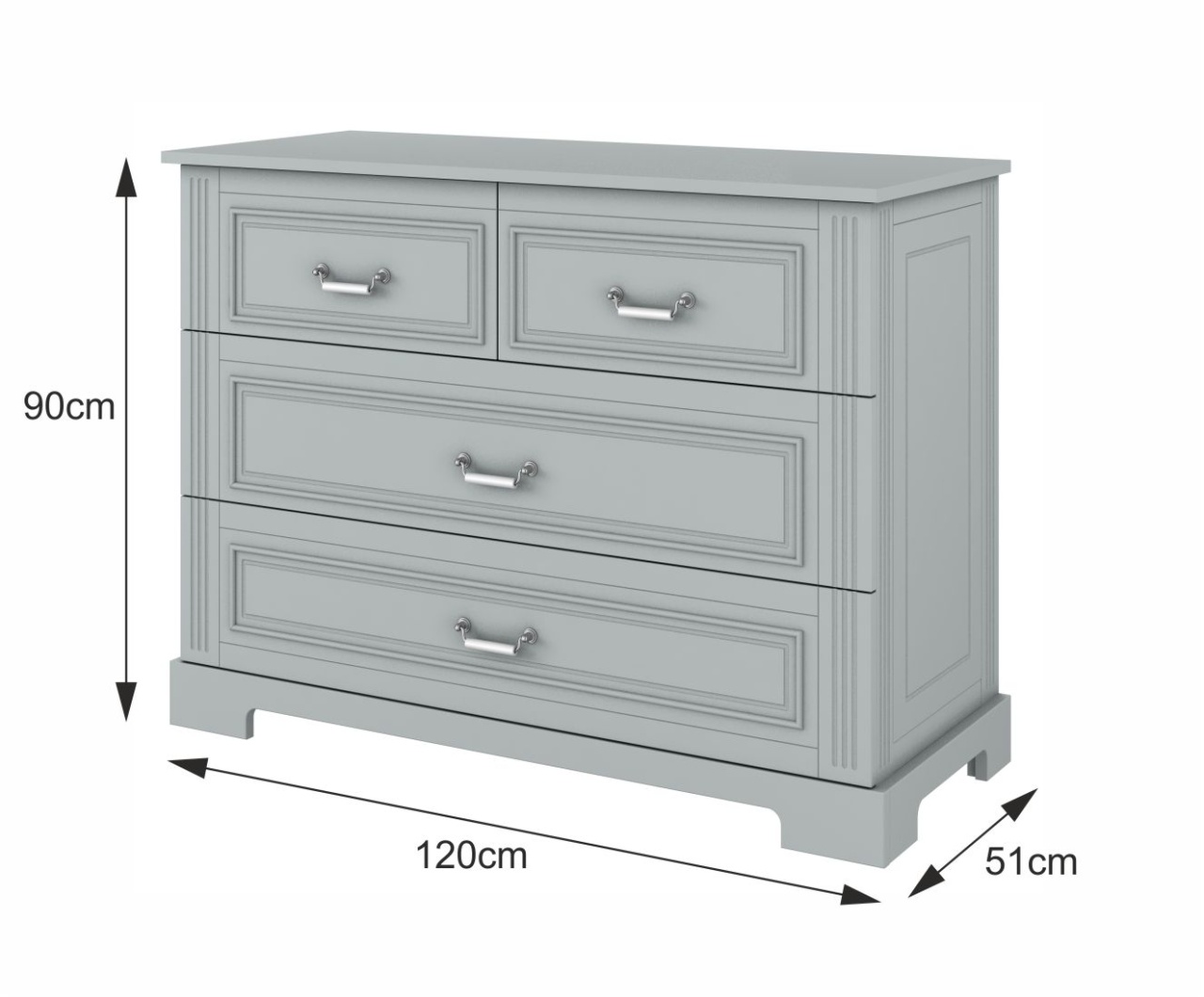Comoda eleganta Ines gri cu 4 sertare L120 cm - 2 | YEO