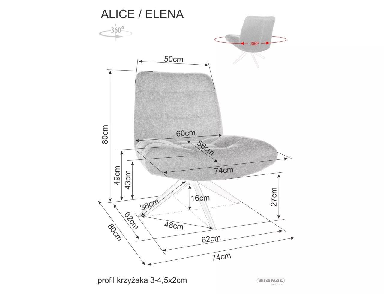 Fotoliu Alice gri/negru mat Brego07 - 3 | YEO