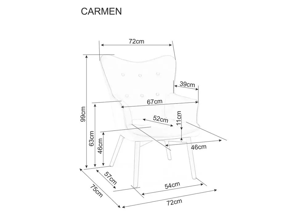 Fotoliu Carmen velvet bej Blu28/negru mat - 1 | YEO