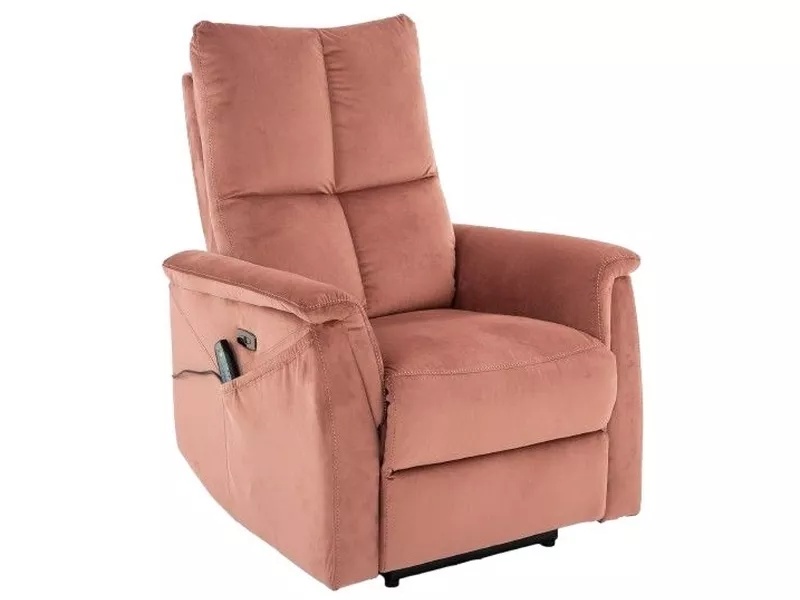 Fotoliu recliner cu functie de masaj Neptun M velvet roz Blu52