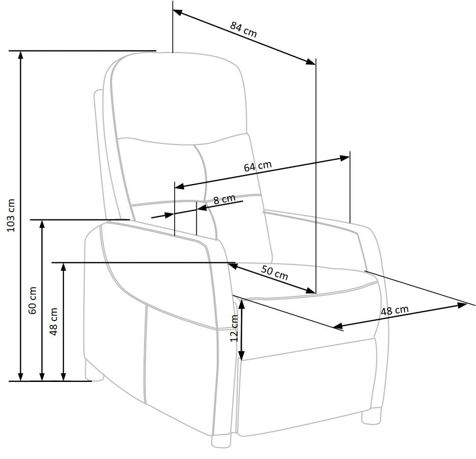 Fotoliu recliner Felipe 2 velvet gri H103 cm - 1 | YEO