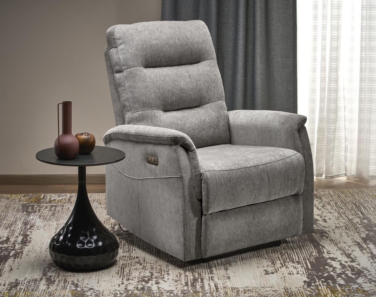 Fotoliu recliner Jamal stofa gri H105 cm - 4 | YEO