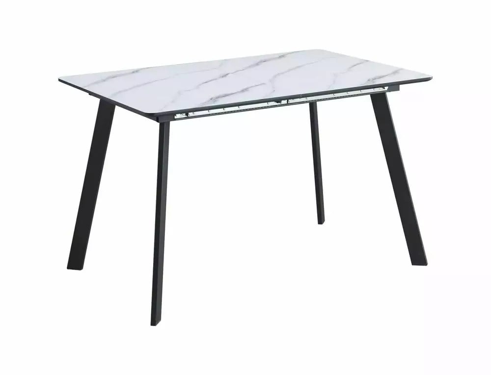 Masa extensibila Bari marmura alba/negru L120-160 cm