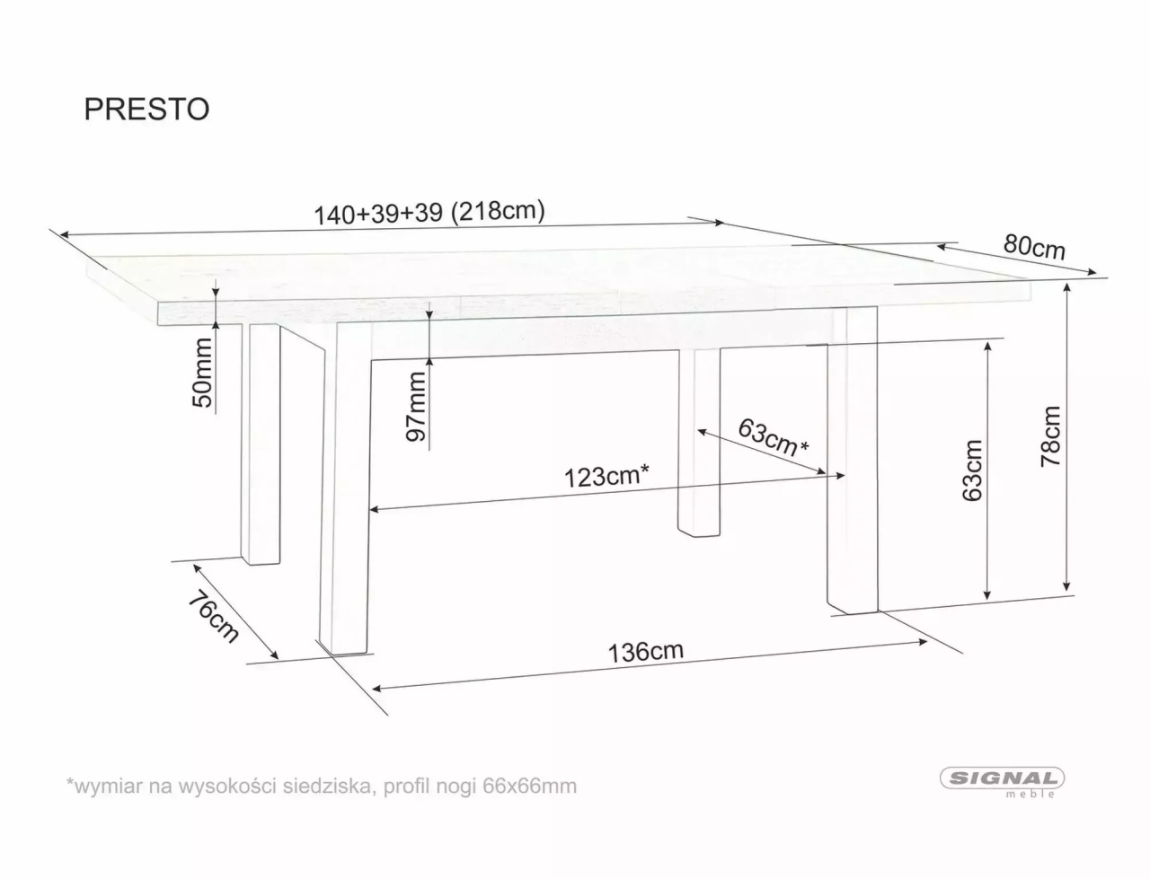 Masa extensibila Presto casmir/stejar cremona torro L140-218xl80 cm - 1 | YEO