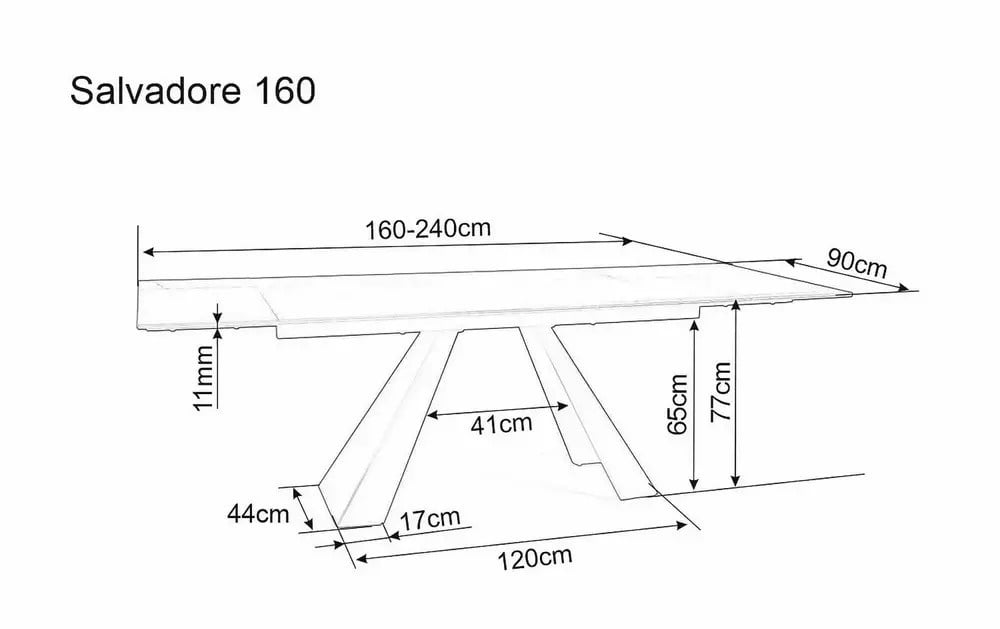 Masa extensibila Salvadore Ceramic gri PIETRA DI SAVOIA/negru mat L160-240 cm - 1 | YEO