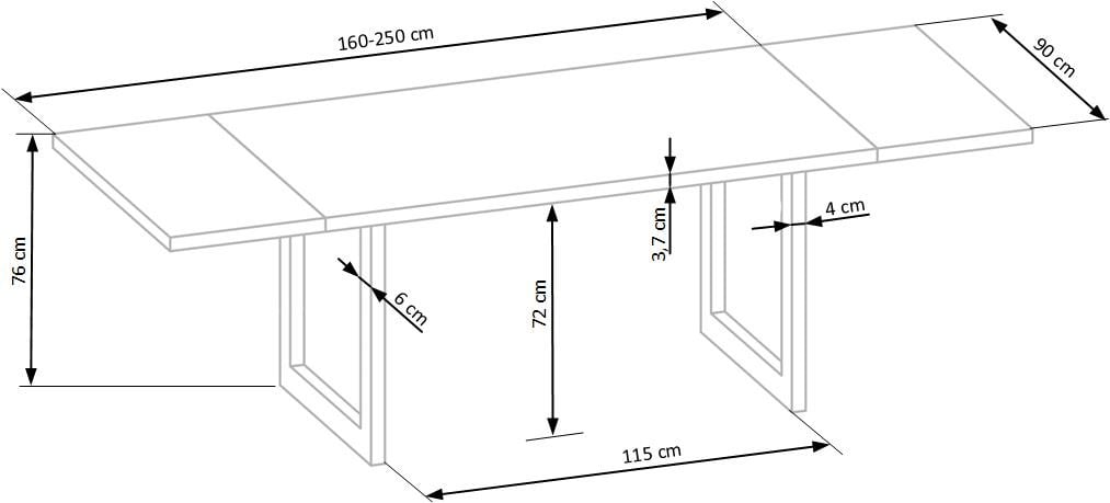 Masa Radus 160x90 lemn masiv - stejar natural/negru - 4 | YEO