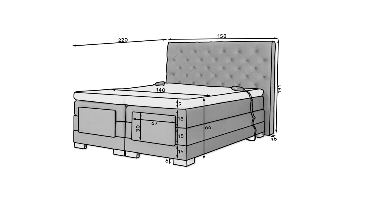 Pat boxspring Clover 140x200 cm Monolith 77 - 1 | YEO